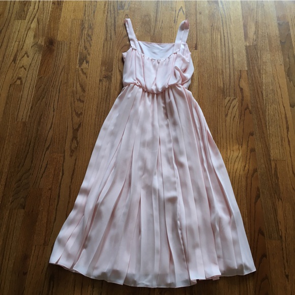 Vintage Blush Pink Pleated A-line Dress - Picture 2 of 4